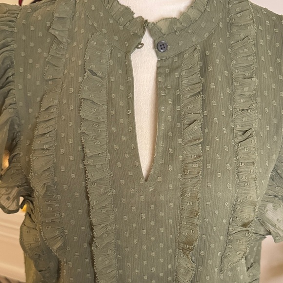 LOFT Olive Ruffle Detail Blouse - Picture 3 of 5